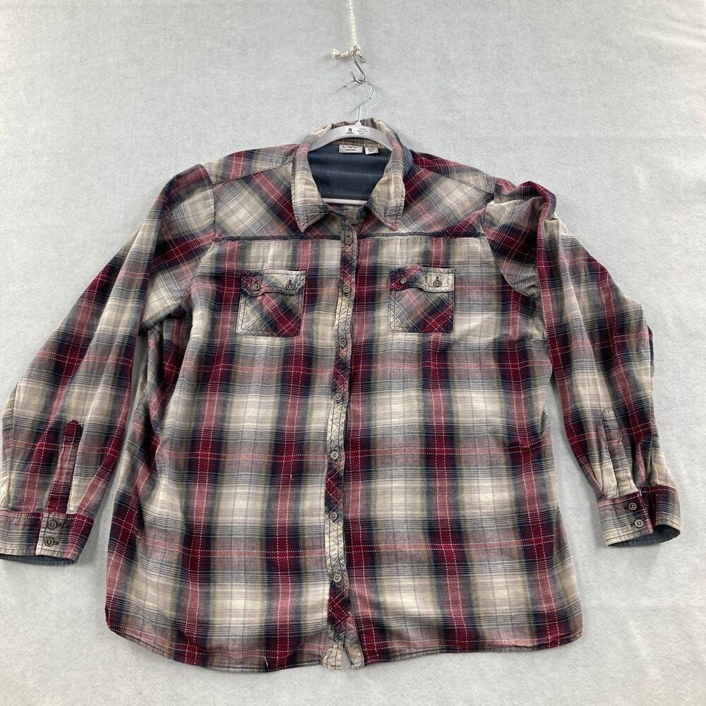 Cato Woman Plus Size 22/24W Plaid Flannel Shirt Button Down Long Sleeve Top
